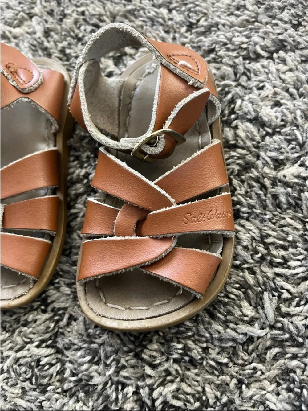 Salt-Water Sandals Original Tan Leather Strappy Size 4 Infant Boys Girls